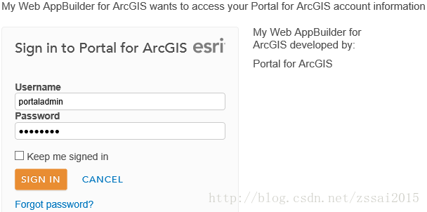 尚未登录的情况下提供Portal for ArcGIS账户的用户名和密码