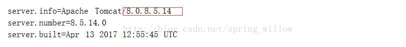 The Apache Tomcat installation at this directory is version 8.5.14. A Tomcat 8.0installation is expe