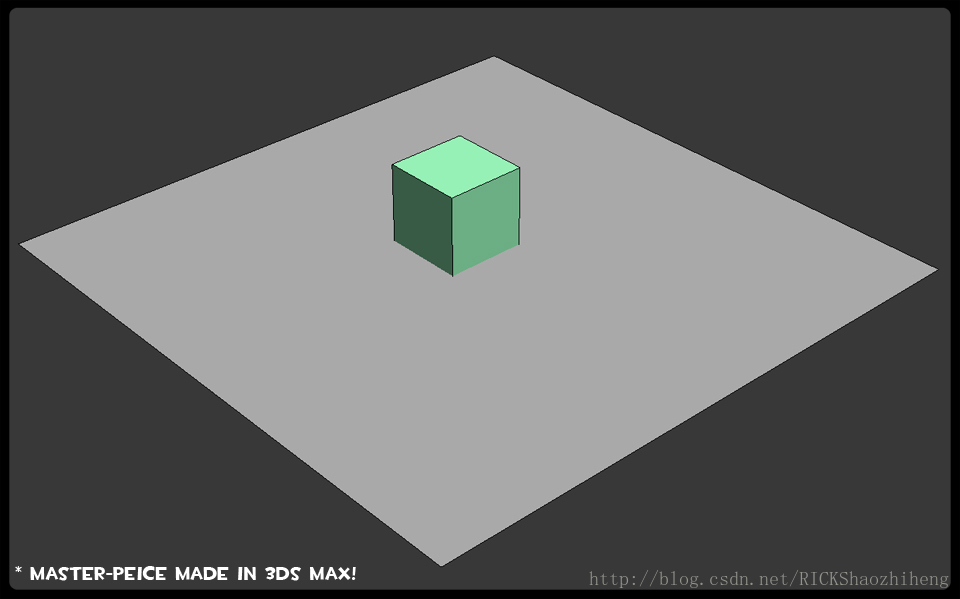 A 3D scene exported from any 3D software with a plane and a box