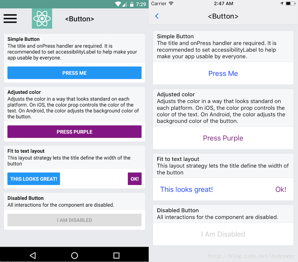 React Native Button在不同系统下的区别