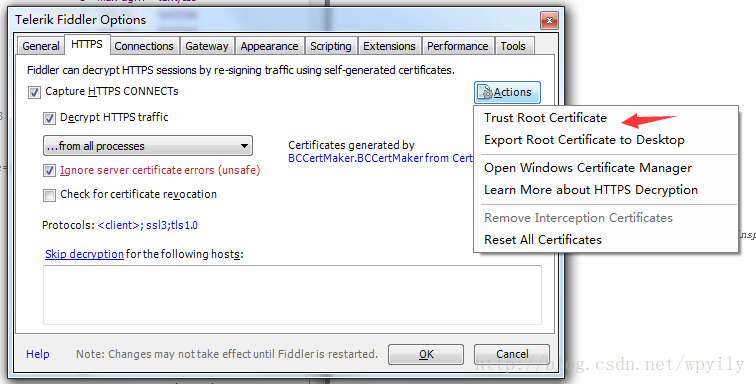 Unable to configure windows to trust the fiddler root certificate как решить