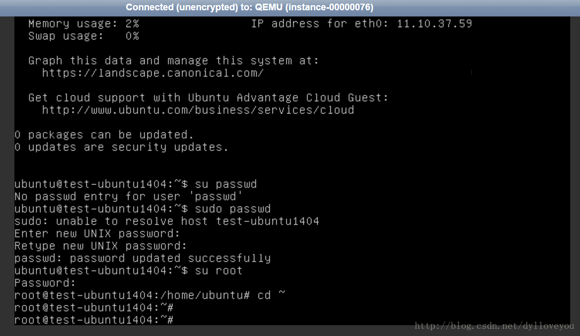 ubuntu14.04镜像启动及配置root远程登录