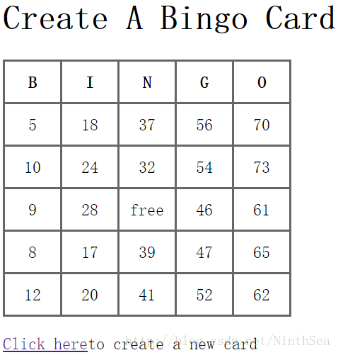 Bingo Card