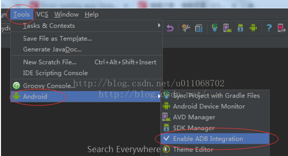 Android Studio之Instant Run requires ‘Tools | Android | Enable ADB integration‘ to be enabled解决办法