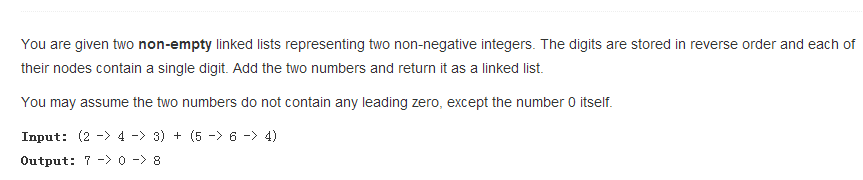 LeetCode2——Add Two Numbers（两个链表中的数字相加，形成新链表）