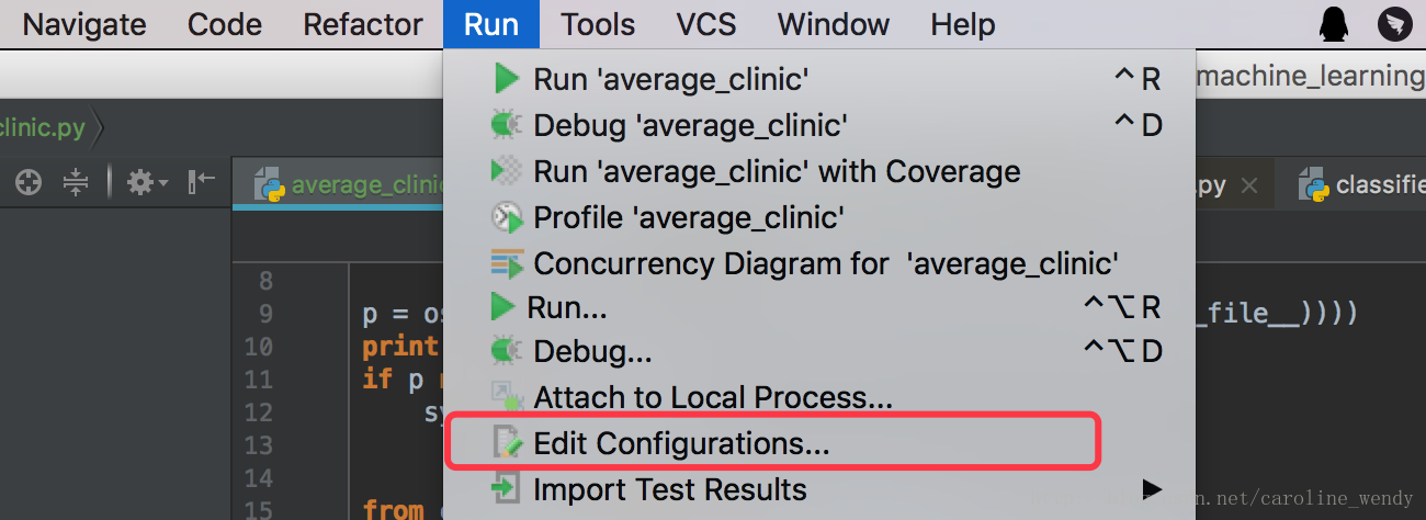 Edit Configurations