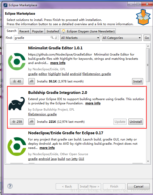 搜索 Gradle Integration图例