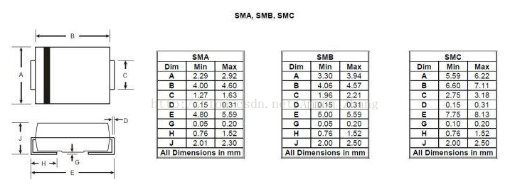 Размер диода SMA, SMB, SMC корпуса - Русские Блоги