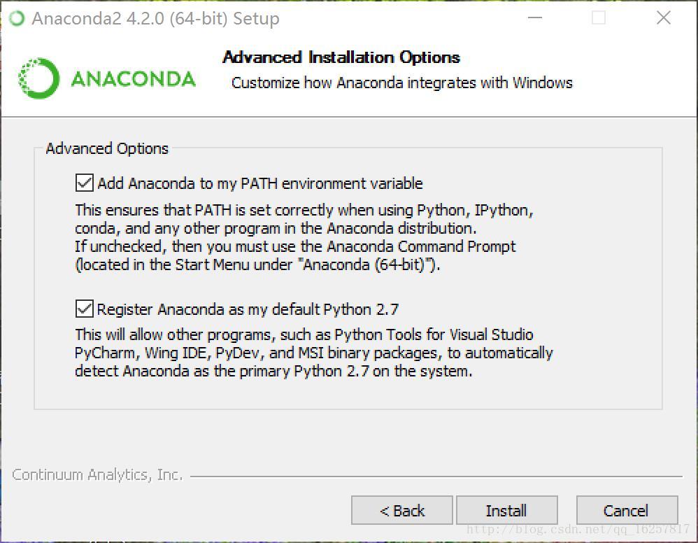 勾选Add Anaconda to my PATH environment variable 