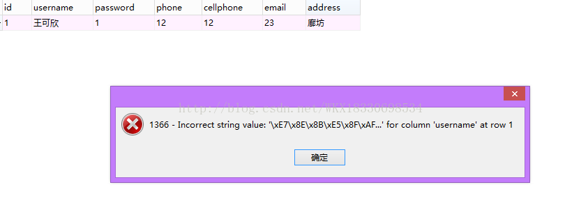 问题解决 Mysql5 5 向mysql数据库中插入汉字时 提示 Incorrect String Value Xe7 X8e For Column Xxx At Row 1 小王师傅66的博客 Csdn博客 X8e 字符无法解析文本