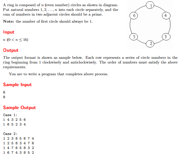 ACM dfs回溯法 Prime Ring Problem