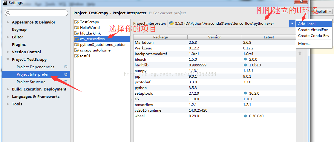 Import tensorflow as tf. Conda интерпретатор Python.