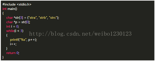 char *str[3] = {stra,strb,strc};问题？