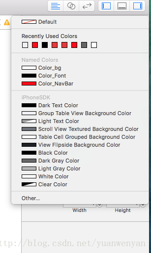 在IB中使用时 直接选择namedcolors 就是assets中的颜色列表