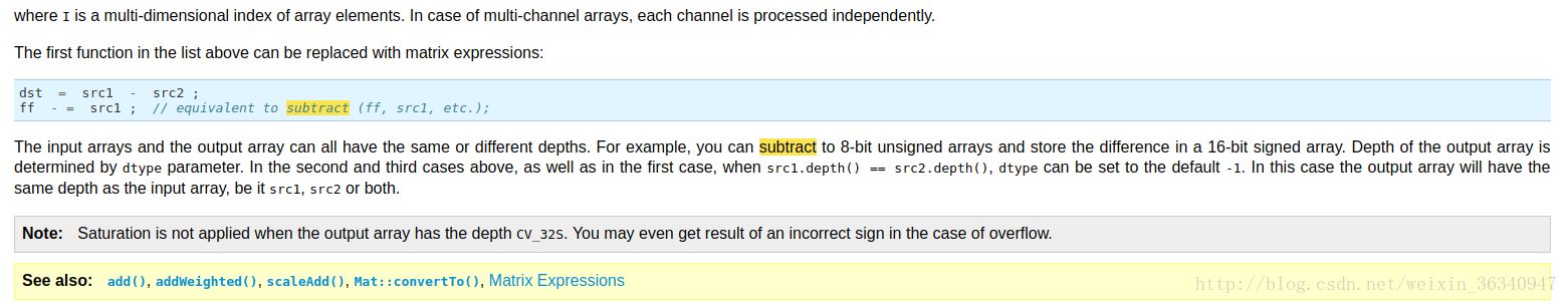 cv::subtract