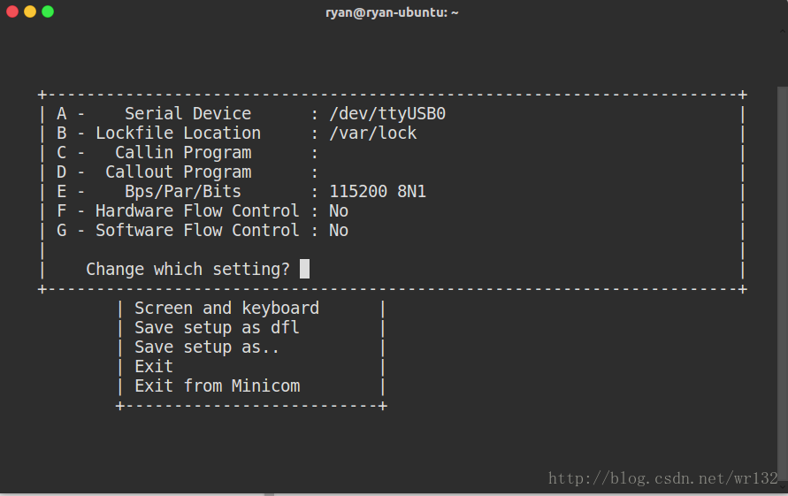 Serial port setup