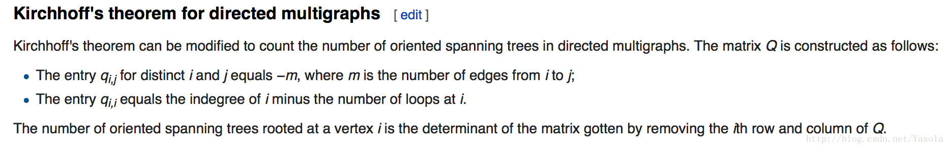 matrix tree for directed multigraphs