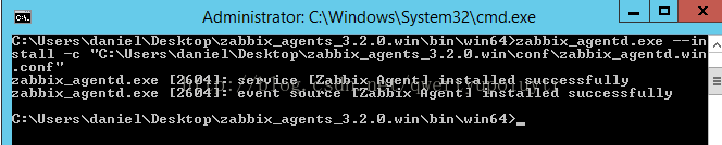 Administrator: C:\Windows\System32\cmd.exe : NUsers Ndan ie . 2 . g . win . exe tall c . 2 . conf' abbix_agentd.exe [2604]: service [Zabbix Agent] insta I Ied successfully abbix_agentd.exe [2604]: event source [Zabbix Agent] insta I Ied successfully : NUsers Ndan ie . 2 . g . win 