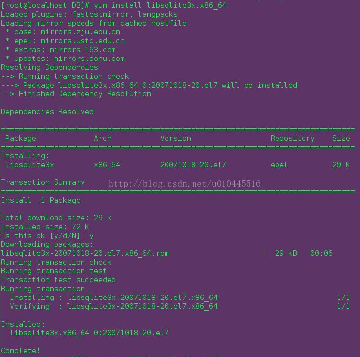 Error database sqlite