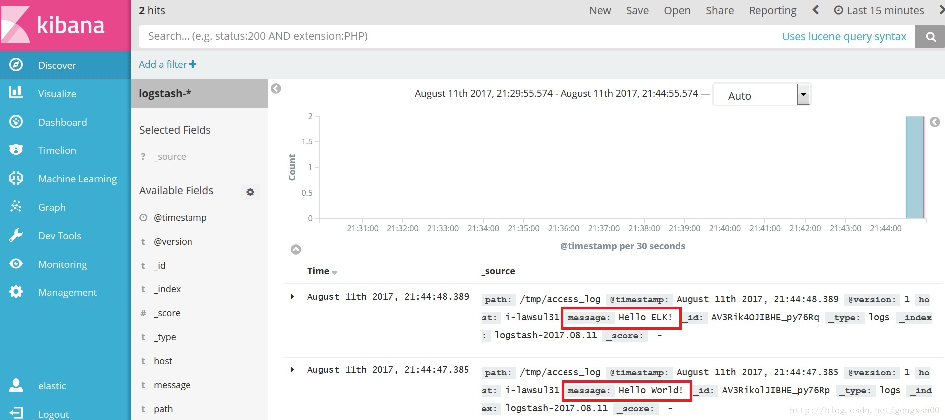 使用Docker1.13.1快速部署ELK环境