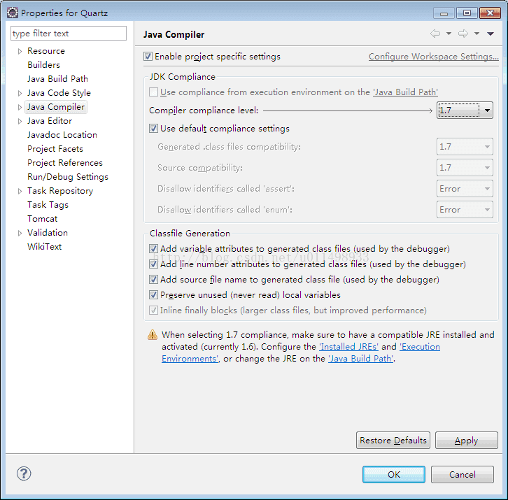 java报错java.lang.UnsupportedClassVersionError: com/xingfeng/test/QuartzTest : Unsupported major.minor