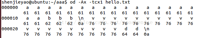 
			
				使用od命令，linux下以ASCII方式查看文件			