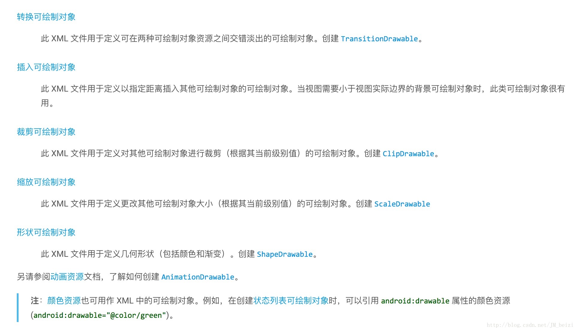 Android shape标签对应的对象