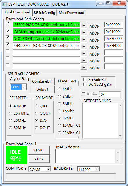 【云隐课堂】ESP8266的烧录说明（ESP_DOWNLOAD_TOOL使用指导）