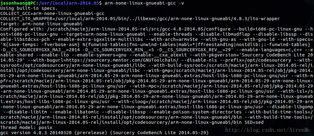 arm-none-linux-gnueabi-gcc -v