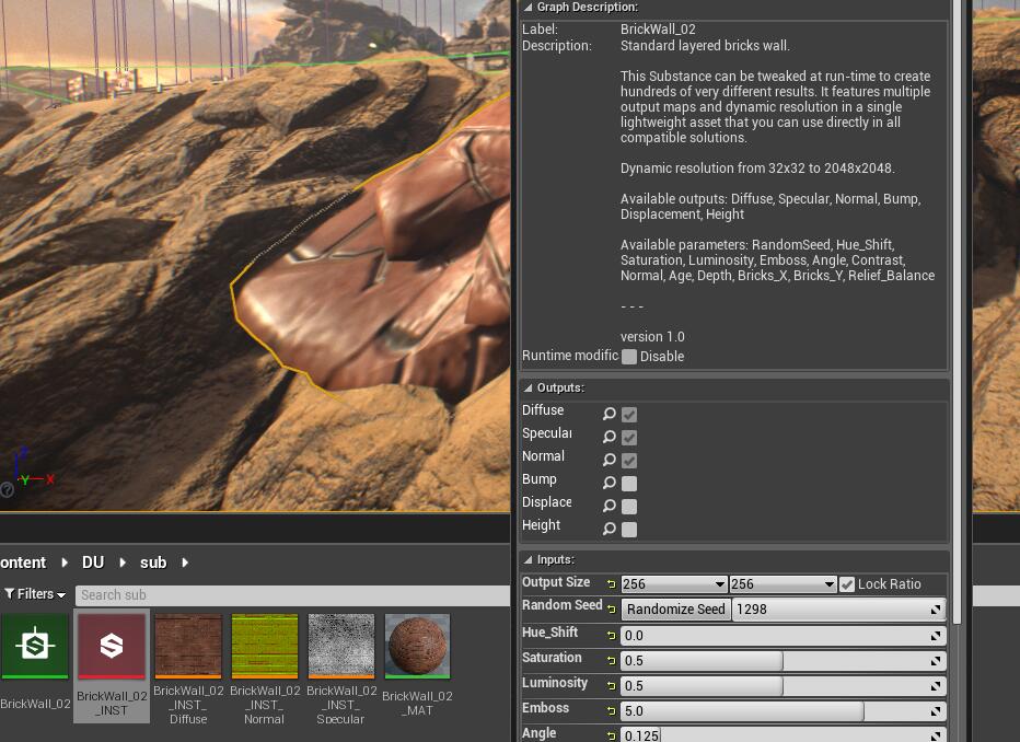 ue4中导入substance designer sbsar格式材质