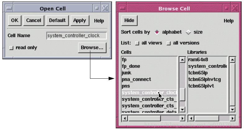@Figure 3 Cell Open and Browse Cell Dialog Boxes