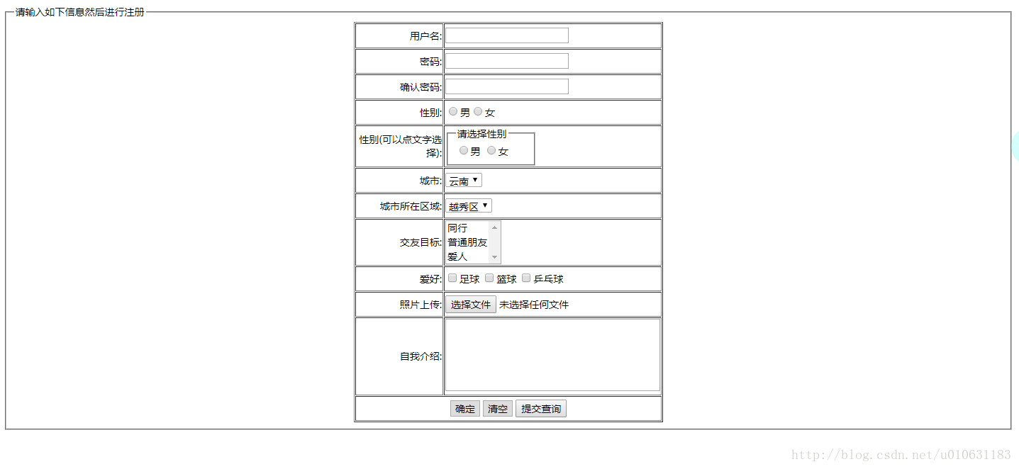 基础表单效果图