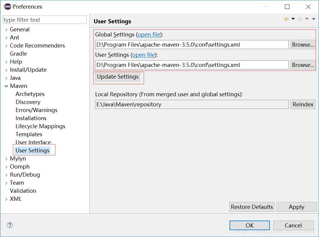 配置User Settings