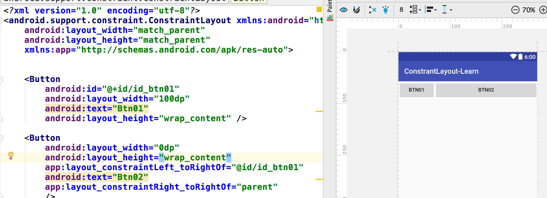 android ConstraintLayout约束布局的使用