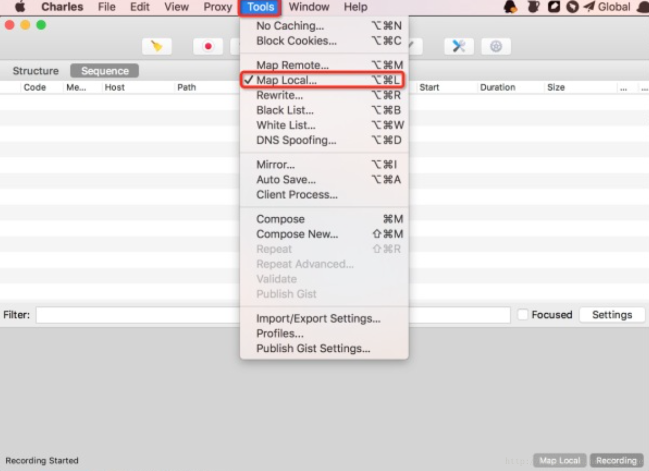 Charles=>Tools=>Map Local