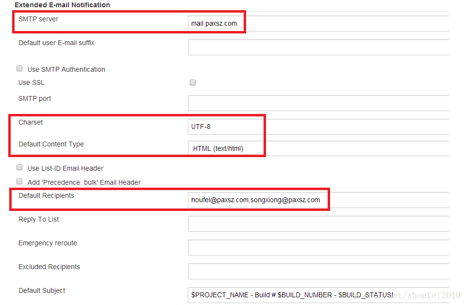 图4-6 Extended E-mail Notification 配置