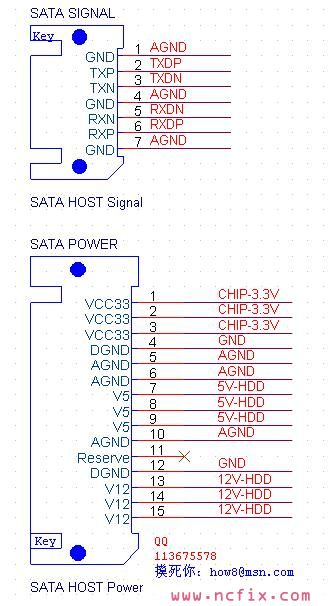 SATA电源线和数据线接口定义