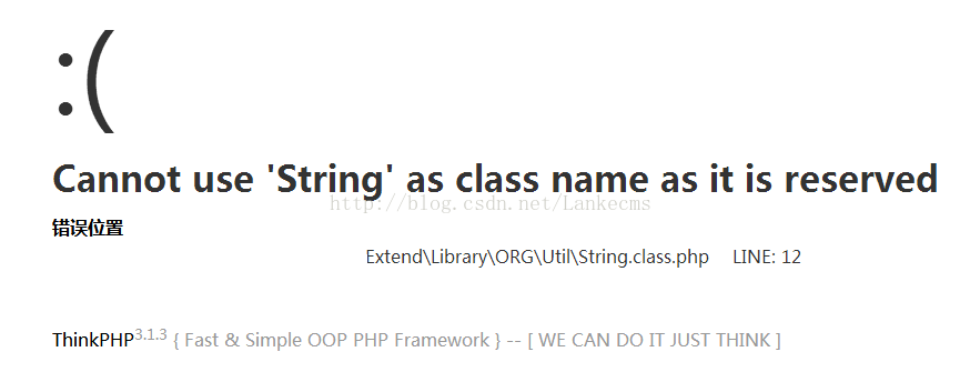 php7环境下ThinkPHP报错：Cannot use 'String' as class name as it is reserved