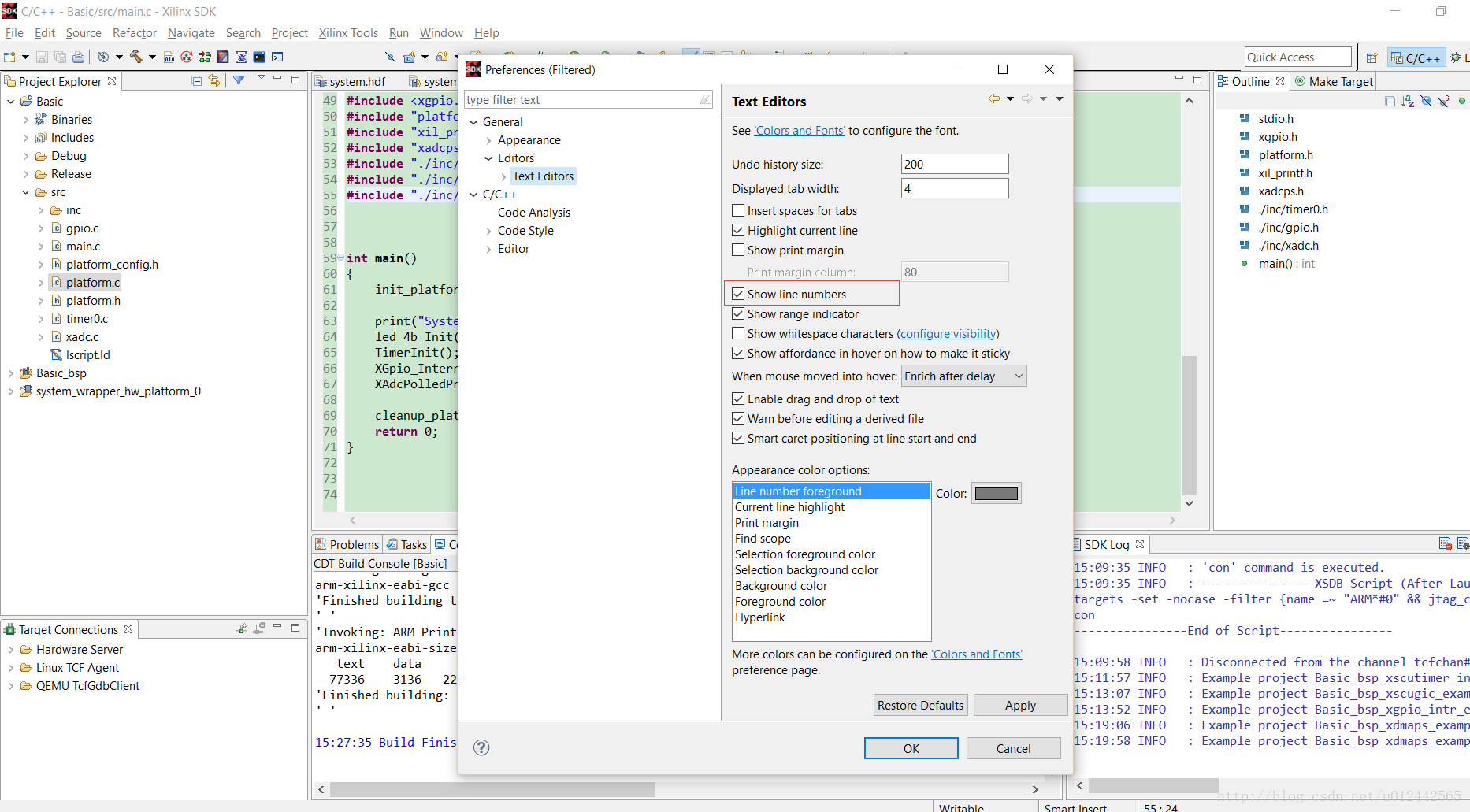 Xilinx Sdk文本编辑器行号显示和背景颜色改变 Chrispaul 程序员宅基地 程序员宅基地