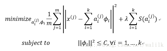 Sparse Coding的代价函数