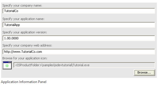 Application Information Panel