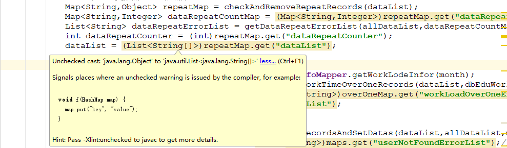 unchecked assignment 'java.util.collection' to 'java.util.collection java.lang.string '