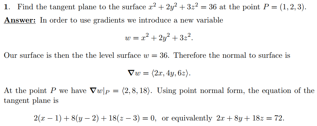 Tangent Plane to a Level Surface