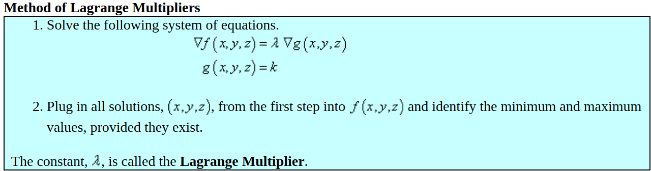 Lagrange Multipliers