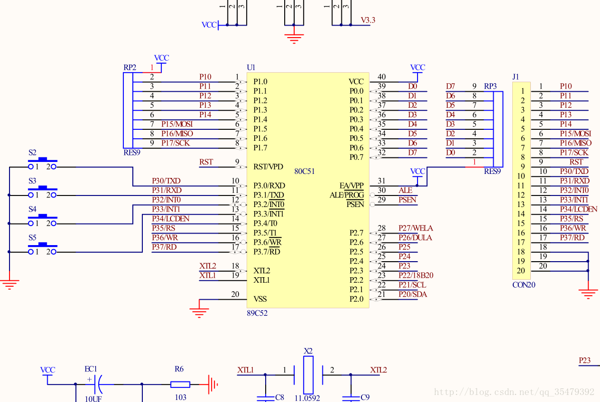 STC89C52芯片原理图