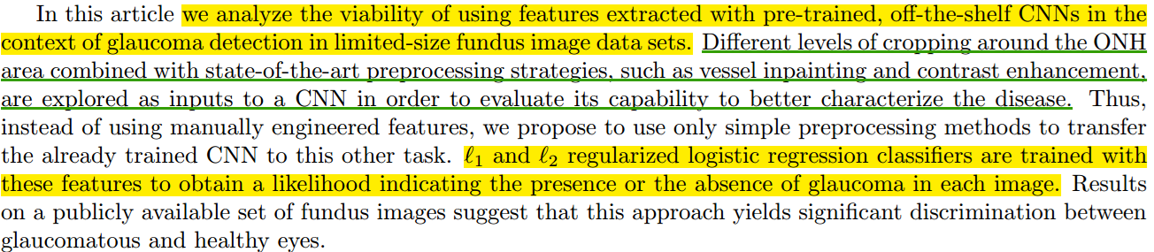 Convolutional neural network transfer for automated glaucoma identification论文理解