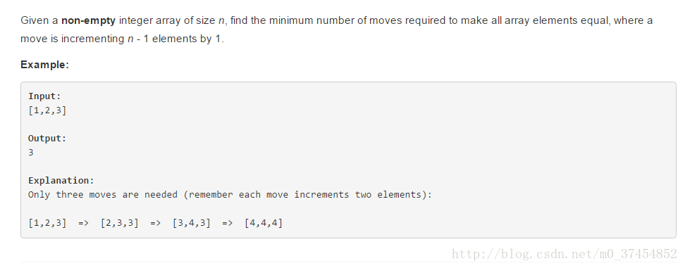 leetcode 453. Minimum Moves to Equal Array Elements（C语言，又是一招出奇制胜）46