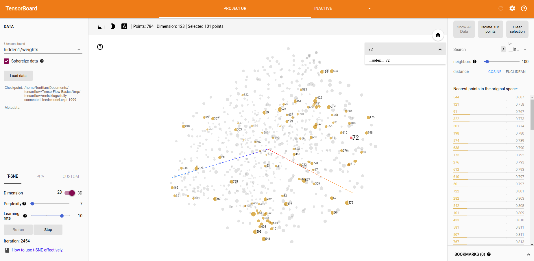 9.3 Trains and Evaluates the MNIST network using a feed dictionary