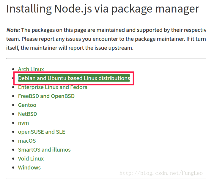 Installing Node.js via package manager