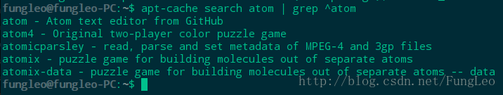 apt-cache search atom